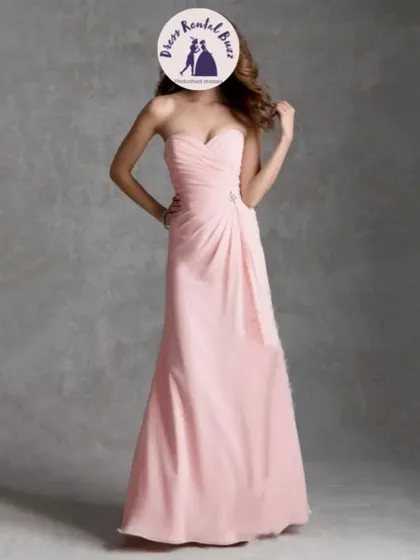This simple pink chiffon gown with a sweetheart neckline is a classic and timeless rental option.