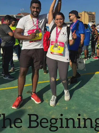 Marking the start of a new chapter in fitness. This client is pictured at her first event, the beginning of a journey that led to significant weight loss and a healthier lifestyle.