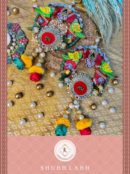 This image displays the full set of our parrot-themed Shubh Laabh hangings, ready to bring blessings and festive magic to your home.