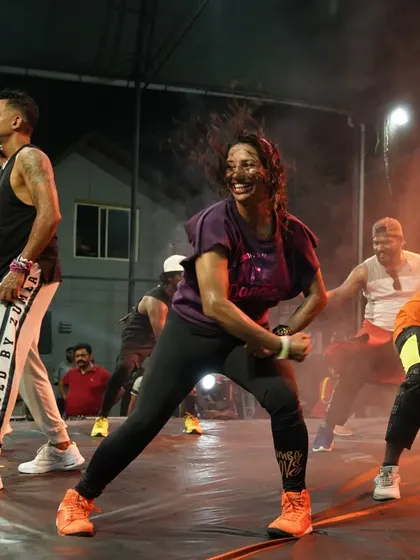 Lost in the music and the moment at the Nilambur Masterclass. This is what pure passion for dance fitness looks like, drenched in sweat and powered by the crowd's energy.