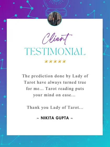 Thank you for this wonderful feedback. It is my deepest intention that my readings put your mind at ease by providing predictions that resonate with your soul's truth. Your trust means the world to me.
