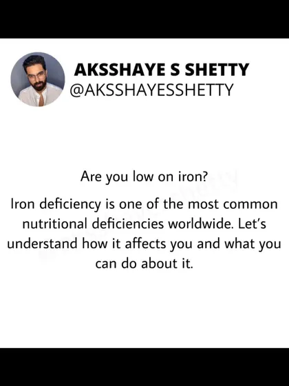 Are you low on iron? It's one of the most common nutritional deficiencies worldwide. Let's understand how it affects you and what you can do about it.