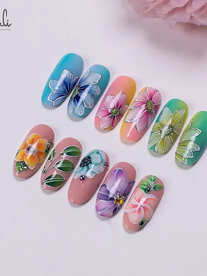 Another view of my gel-painted floral collection, showing the variety of flowers and color palettes I love to work with.