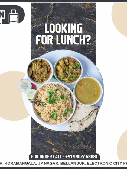 Looking for a satisfying lunch? This is a typical meal I send out, with vegetable rice, dal, two types of sabji, and roti. It's a complete and balanced meal to power you through your afternoon.