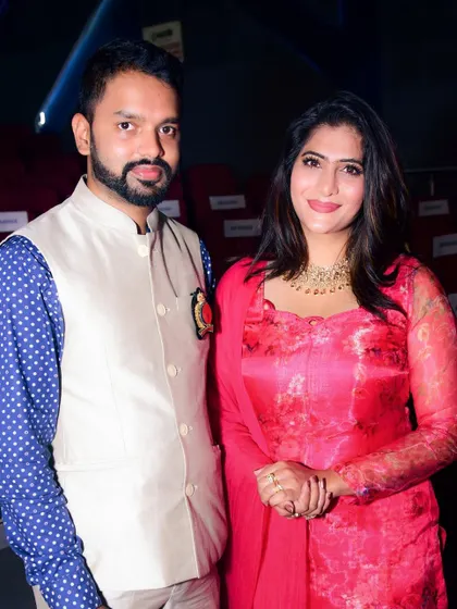 With actress Neha Saxena at an event. My work and life often involve interacting with individuals from diverse professional backgrounds, including the arts and entertainment industry.