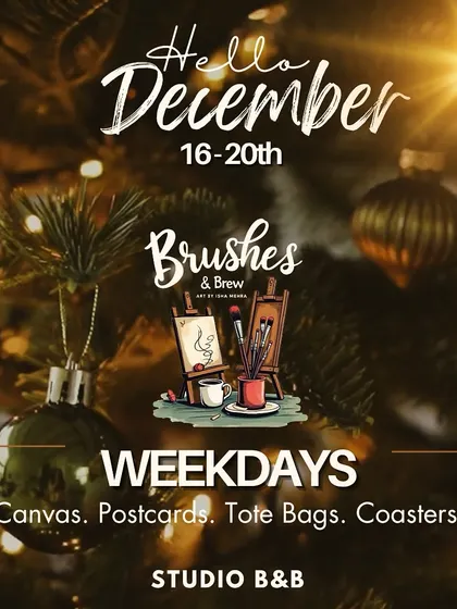 An announcement for our December weekday workshops at Studio B&B.