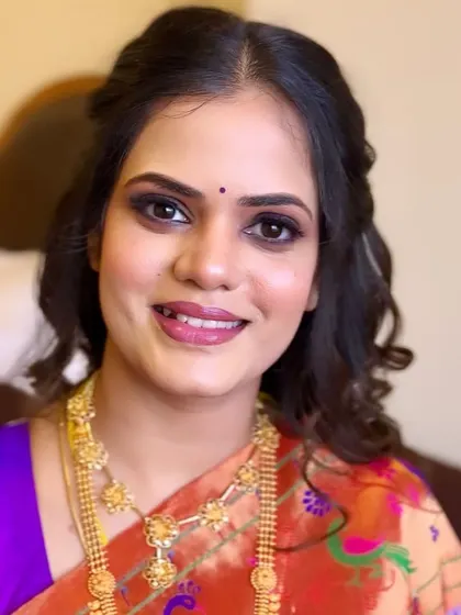 A close-up of the purple smokey eye. Using complementary colors is a great way to make a statement while still looking elegant.