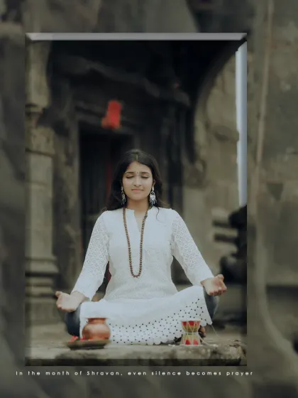 In the month of Shravan, even silence becomes a prayer. A meditative portrait capturing a moment of peace and devotion inside a traditional temple.
