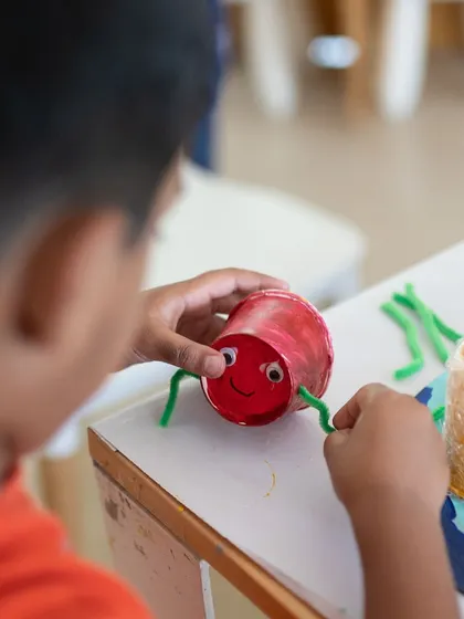 A paper cup and some pipe cleaners transform into a cheerful red crab. Our mixed-media projects teach kids to see the artistic potential in everyday objects.