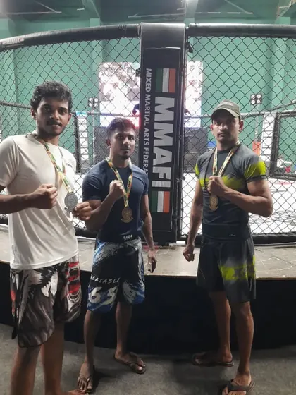 The bond between fighters is strong. Here with my friends at the BJJ nationals in Mumbai.