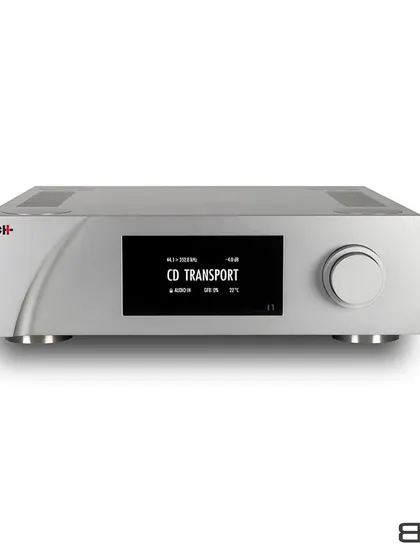 A frontal view of the CH Precision I1, showcasing its minimalist design and precision-machined chassis. This is an amplifier built not just for incredible sound, but for a lifetime of ownership.