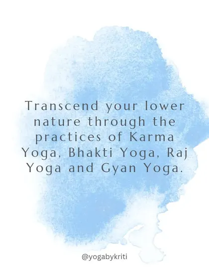A title card introducing the four paths of yoga to transcend our lower nature.