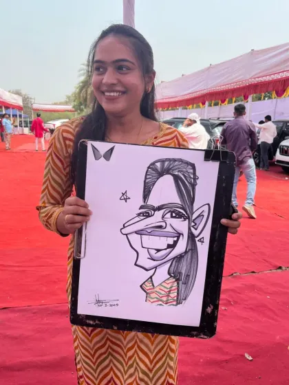 A happy guest at an outdoor event. Her smile is as bright as the day.