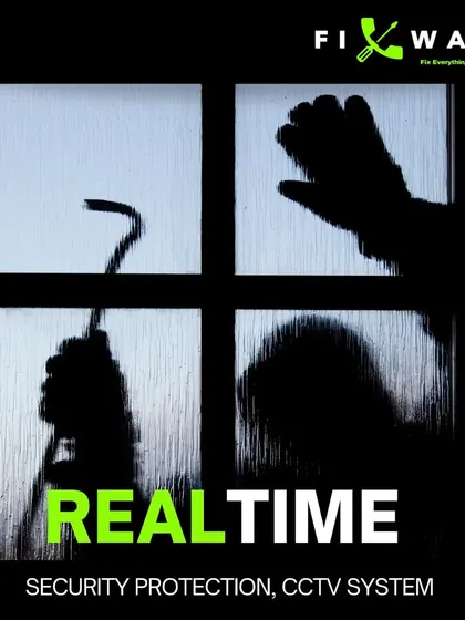 This graphic illustrates the threat of burglary and highlights the need for a real-time security protection system. Our CCTV solutions are designed to capture evidence and provide immediate awareness of such threats.