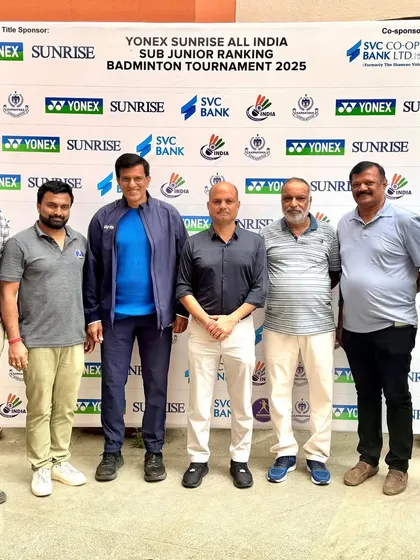 Our leadership team with BAI Secretary General Sanjay Mishra and Vimal Kumar at a Yonex Sunrise All India Ranking Tournament. Our strong relationships with national sporting bodies ensure our events adhere to the highest standards.