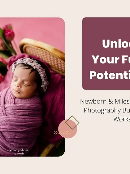 A beautiful newborn portrait used to promote the Newborn & Milestone bundle workshop.