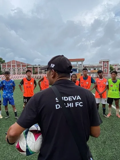 A coach with footballs, ready to start the trials in Tripura. We provide a professional and fair opportunity for every player to showcase their skills.