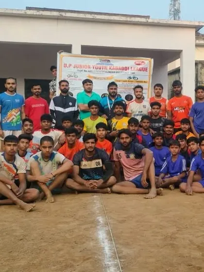 Our team in front of the banner for the UP Junior Youth Kabaddi League. We encourage our players to participate in as many tournaments as possible.