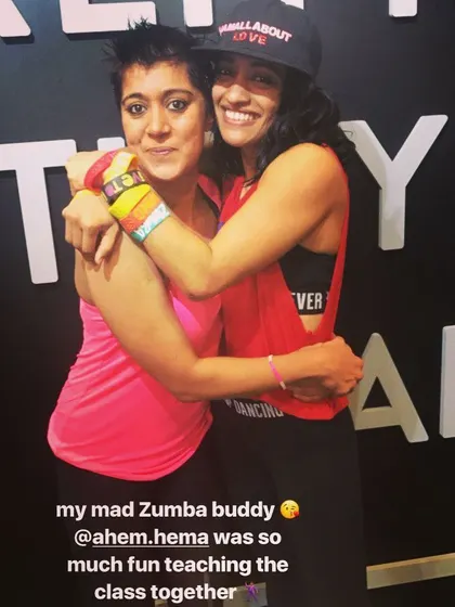 Learning from the best to bring you the best. Here I am with the amazing Zumba Education Specialist Shwetambari Shetty. I am constantly inspired to keep my classes fresh, passionate, and full of energy for all of you.