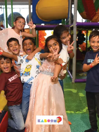 A group of friends making memories together. Our play area is the perfect backdrop for childhood friendships.