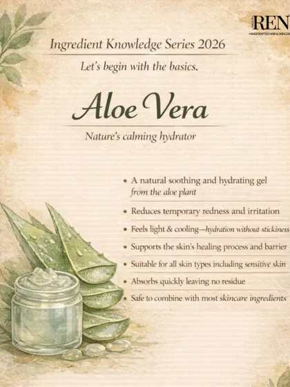 Kicking off my Ingredient Knowledge Series with Aloe Vera. It's more than just a cooling gel; it's a calming hydrator that supports the skin's healing process and is suitable for all skin types.