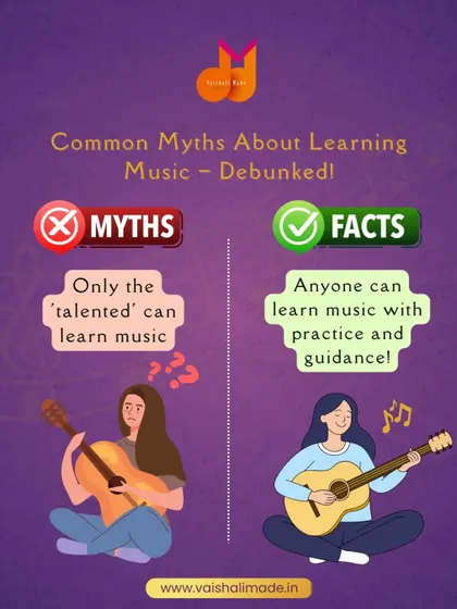 This graphic debunks a common myth. You don't have to be "talented" to learn music. Anyone can learn with practice and the right guidance.
