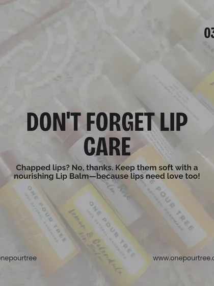 A collection of my natural lip balms. An essential part of any winter skincare routine for men and women to prevent chapped lips.