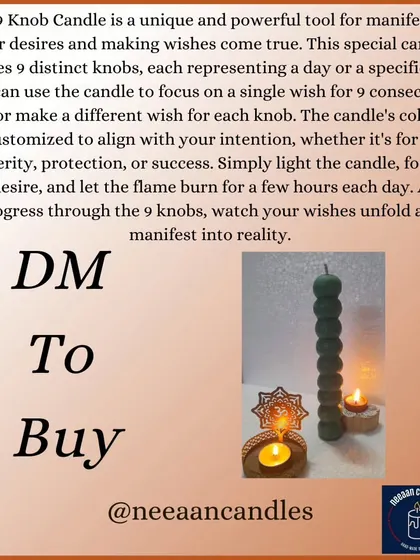 The 9 Knob Candle is a powerful tool for manifesting. You can use it to focus on a single wish for 9 days, or make a different wish for each knob as it burns down.