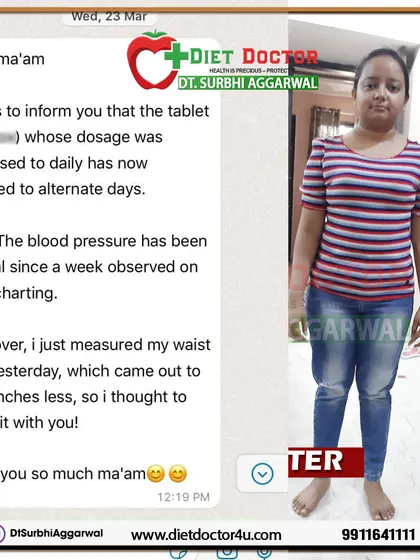 This client's message is powerful proof of health improvements beyond weight loss. After 3 months on my plan, her blood pressure stabilized, her medication was reduced, and she lost 4 inches from her waist.
