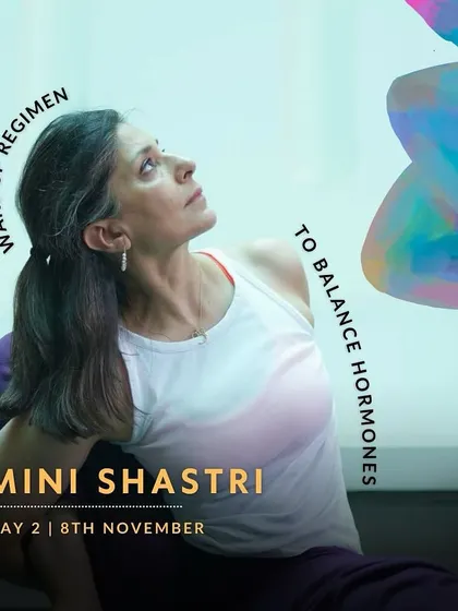 This poster announces my session at a Goa wellness festival, focusing on daily regimens to balance hormones and nourish the mind. My workshops are designed to help you radiate from within as you age.