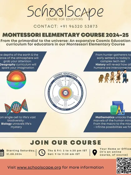 Our Cosmic Education curriculum for the Elementary course covers geography, history, biology, and mathematics, revealing the interconnectedness of all things.