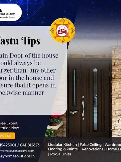 For those who follow Vastu, the main door holds special significance. An important tip is to ensure the main door is the largest in the house and opens in a clockwise manner to welcome positive energy.