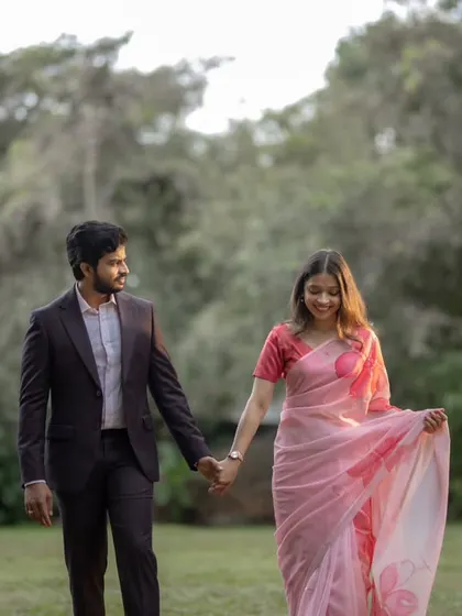 A casual stroll through a park, hand in hand. These simple, candid moments often result in the most authentic and cherished pre-wedding photographs.
