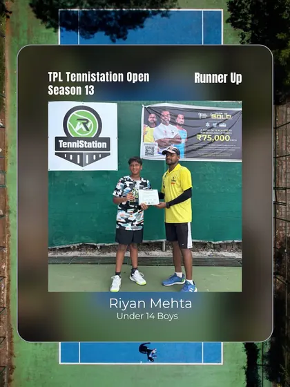 Riyan Mehta secures the runner-up trophy in the Under 14 Boys category at the TPL TenniStation Open Season 13. A great moment of triumph.
