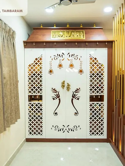 A duplicate image of the beautifully crafted pooja unit in the Tambaram villa.