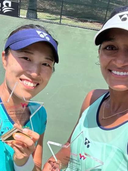 Winning the W35 doubles title with my partner Hiroko Kuwata was a fantastic experience. Teamwork and communication are skills I emphasize in my doubles coaching. I am so grateful for my team and family who support me through every tournament.