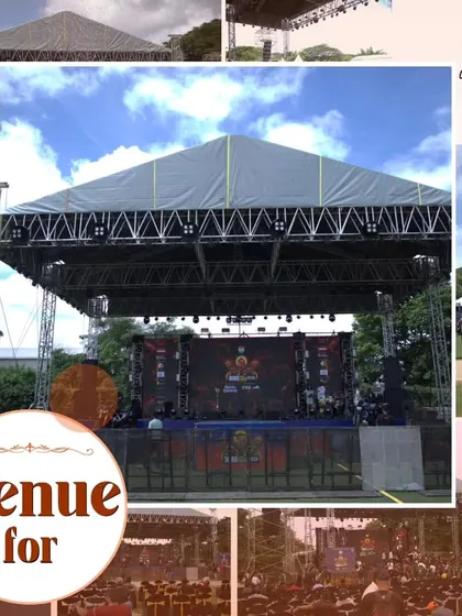 A collage focused on the impressive stage and truss structures required for major concerts and festivals. This showcases our technical production capabilities for large-scale entertainment events.