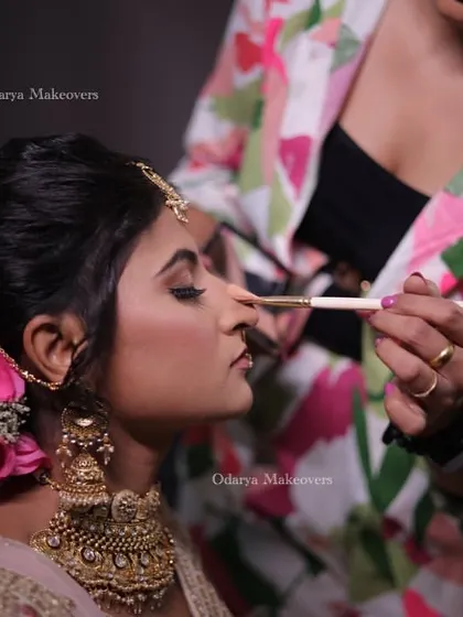 Here I am contouring the nose to add definition. This is a crucial step in creating a sculpted, photogenic look that looks amazing from all angles.