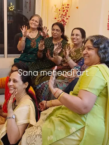My team and I love being part of your festival celebrations. Here are some of our happy clients showing off their mehndi during a group booking, all ready for the festivities.