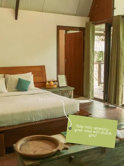 Step into serenity. Our rooms are designed to be your personal sanctuary, with direct access to nature and a promise of pure relaxation.