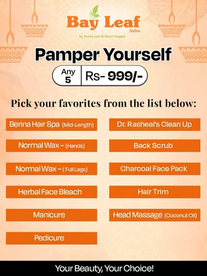 Pamper yourself with our flexible package. You can pick any five of your favorite services, from a hair spa to a manicure, for one affordable price.