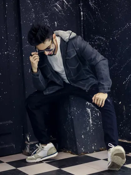 A candid-style laugh, adding a touch of personality to the set.