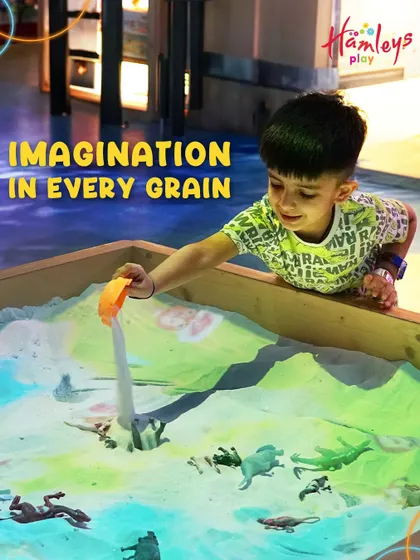 There's imagination in every grain of sand. This interactive station projects amazing landscapes onto the sand, letting kids create volcanoes, rivers, and more.