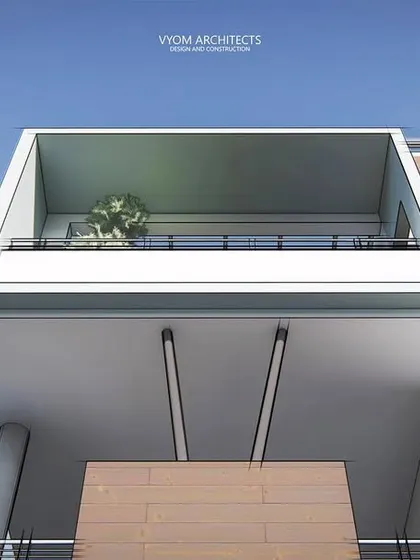 A detail from a renovation project on Hennur main road. This shows a cantilevered balcony, a common feature I use to add outdoor space and create a modern, floating effect on a building's facade.