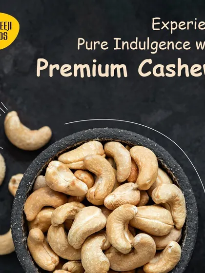 Experience the creamy, rich taste of my premium cashews. I select them for their size and quality, making them a delicious treat on their own or as part of a gift hamper.