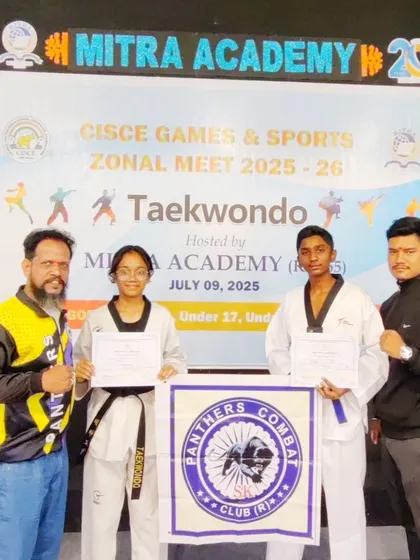 Our students Deethya and Nishchay after winning Gold medals at the CISCE Zonal Taekwondo Championship. This victory selected them for the Regional level competition.