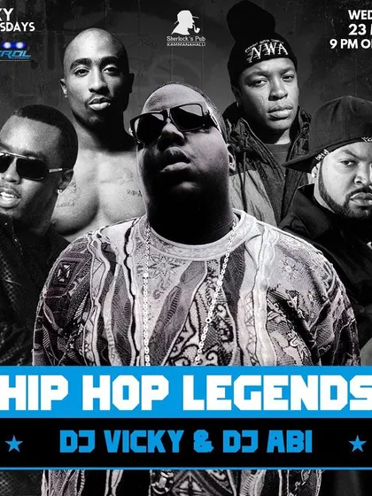 The poster for the "Hip Hop Legends" night, a tribute to the pioneers of the genre. This showcases my deep musical knowledge.
