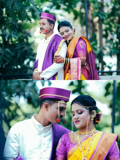 A diptych of tender moments, with the bride resting her head on the groom's shoulder and the couple sharing a loving gaze. These images are full of warmth and affection.