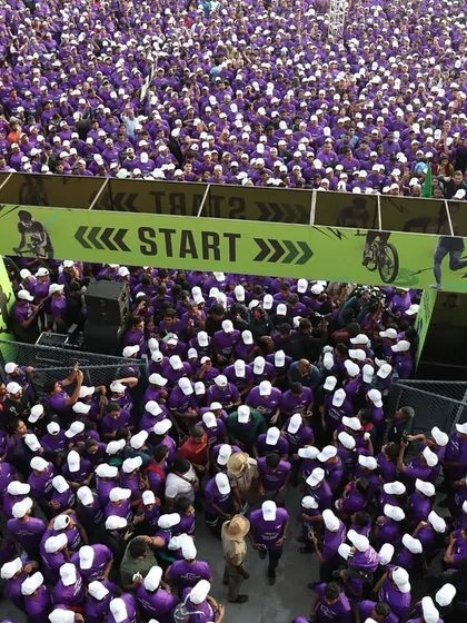An aerial view of the thousands of participants I helped energize at the starting line of the Safe-A-Thon. I have proven experience managing and engaging crowds of this immense scale.