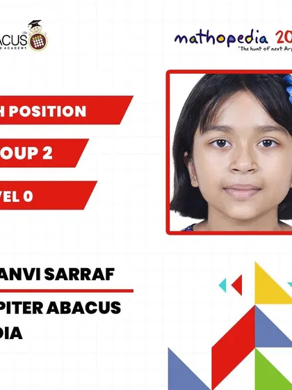 Saanvi Sarraf from Jupiter Abacus, who secured 6th Position.